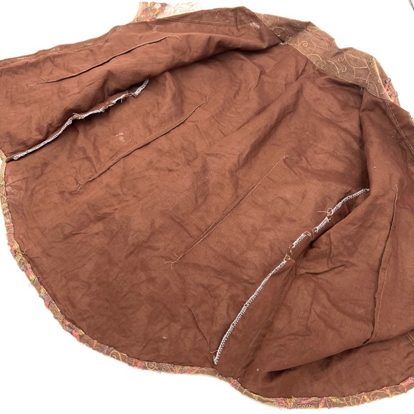 Handmade Brown Rainbow Ethereal Floral Embroidered Metallic Fairy Collar Shirt - Picture 4 of 5